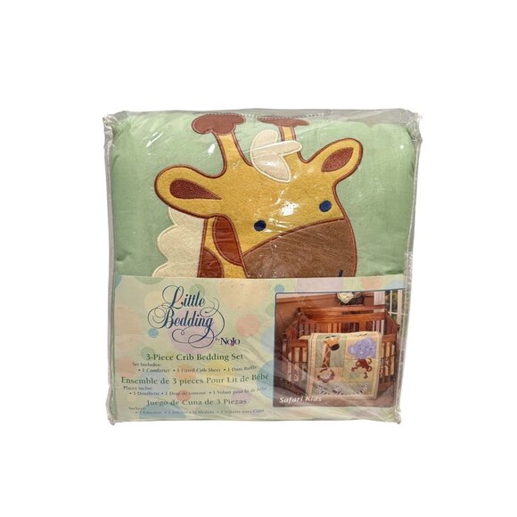 Nojo Safari Jungle Babies 3 Pc Crib Bed Set Elephant Monkey Giraffe Zebra Lion - Picture 1 of 3